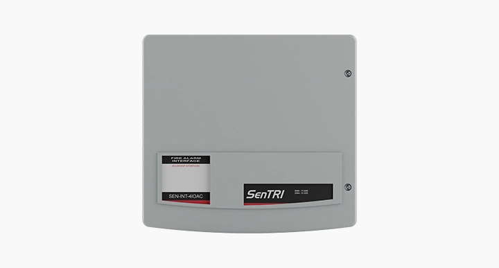 SenTRI 4-way Mains Rated Input Output Module with Mounting Box Orthographic Front