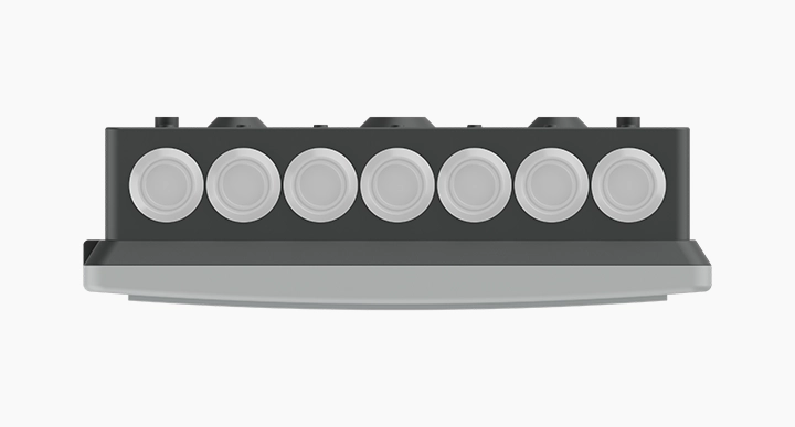 SenTRI 4-way Mains Rated Input Output Module with Mounting Box Orthographic Top